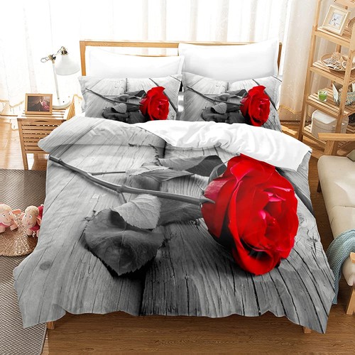 Rot blumenmuster bettbezug - blumenmuster,
